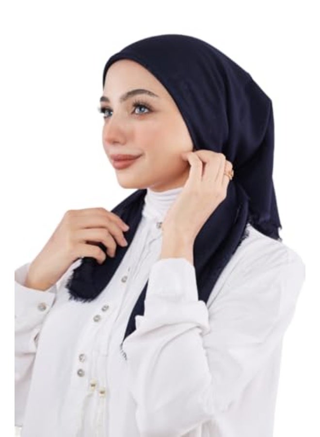 فلاور أسكارف قطني فاخر نقي، فائق النعومة وجيد التهوية، بلمسة نهائية أنيقة وناعمة، خفيف الوزن ومريح، مقاس 90×90 سم، لون أزرق - Image 1